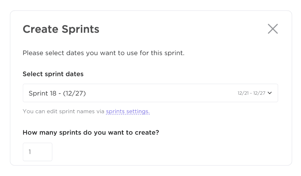 Create new Sprints